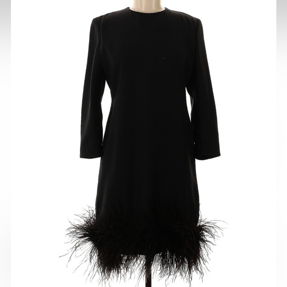 Victor Costa Feather Hem Cocktail Wedding Party Dress - Picture 3 of 6